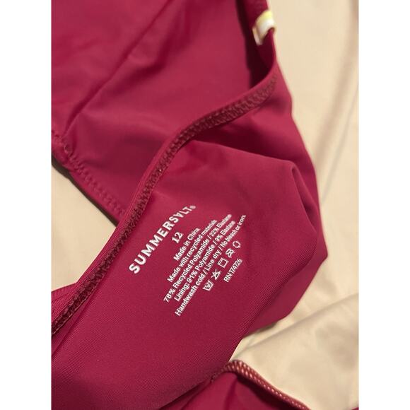 NWOT SUMMERSALT The Plunge Sangria Red One Piece Swimsuit 12 $95 - Picture 7 of 8